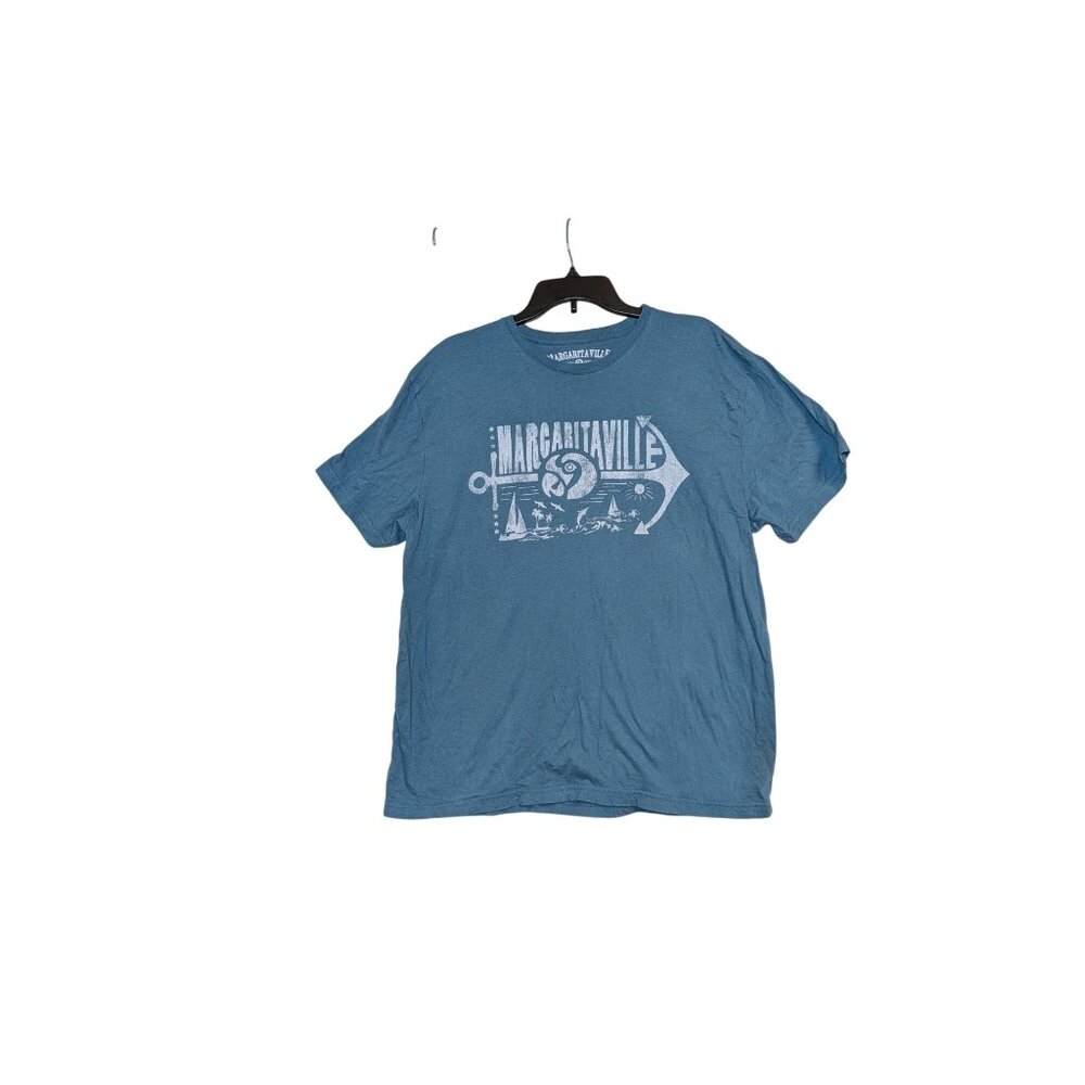 Margaritaville Blue Graphic T-Shirt Large 100% Cotton Short Sleeve Casual Beach